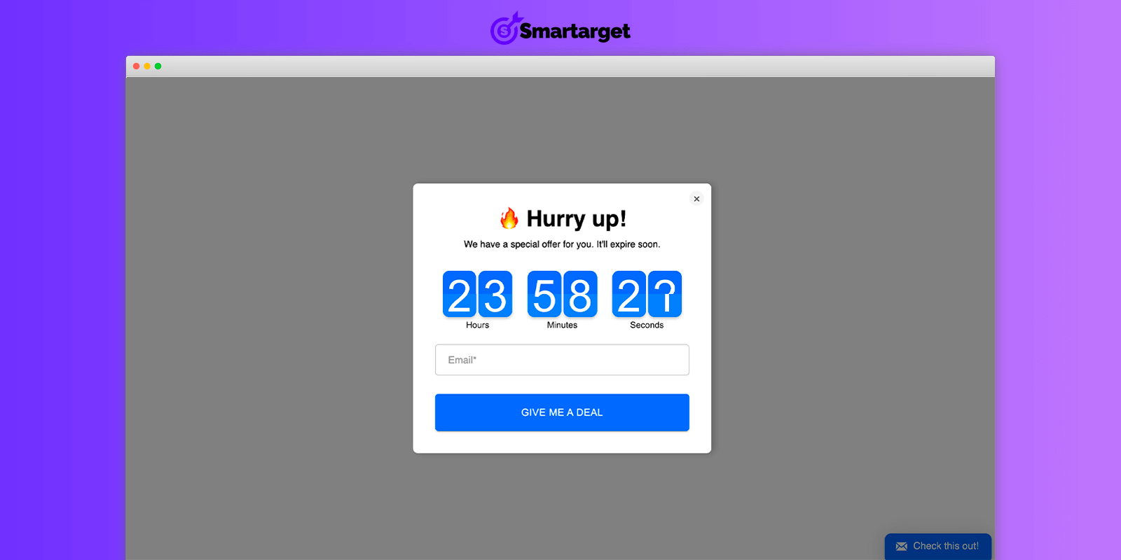 Countdown Popup for Amadeus-e-retail